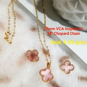 18K VCA Inspired Clover Necklace and Earrings Set*Solid 18K(not filled/ Plated)